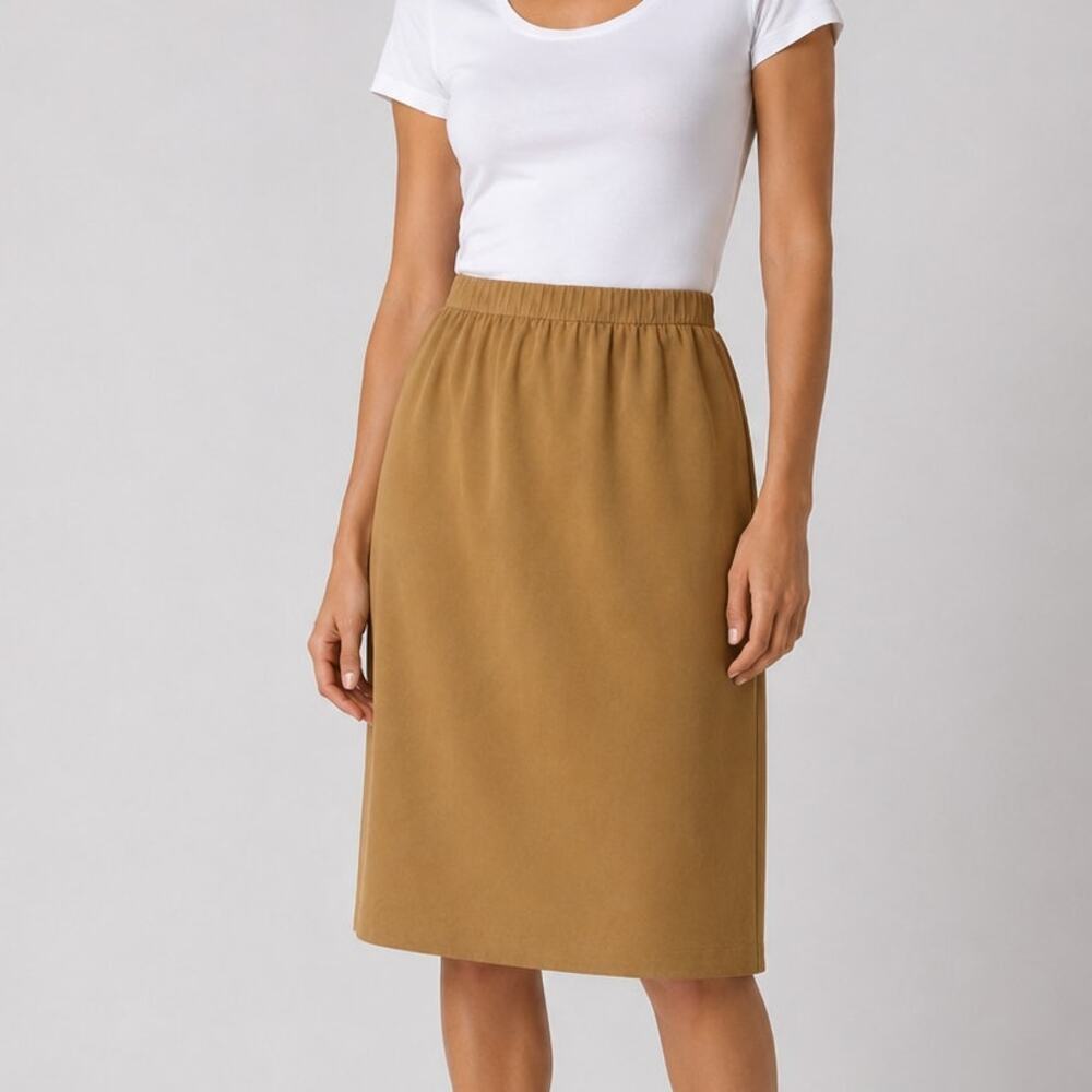 Camel Midi Pencil Skirt